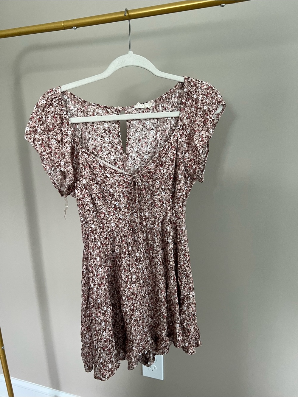 Altar'd State Dusty Rose Floral Tie-Front Mini Romper